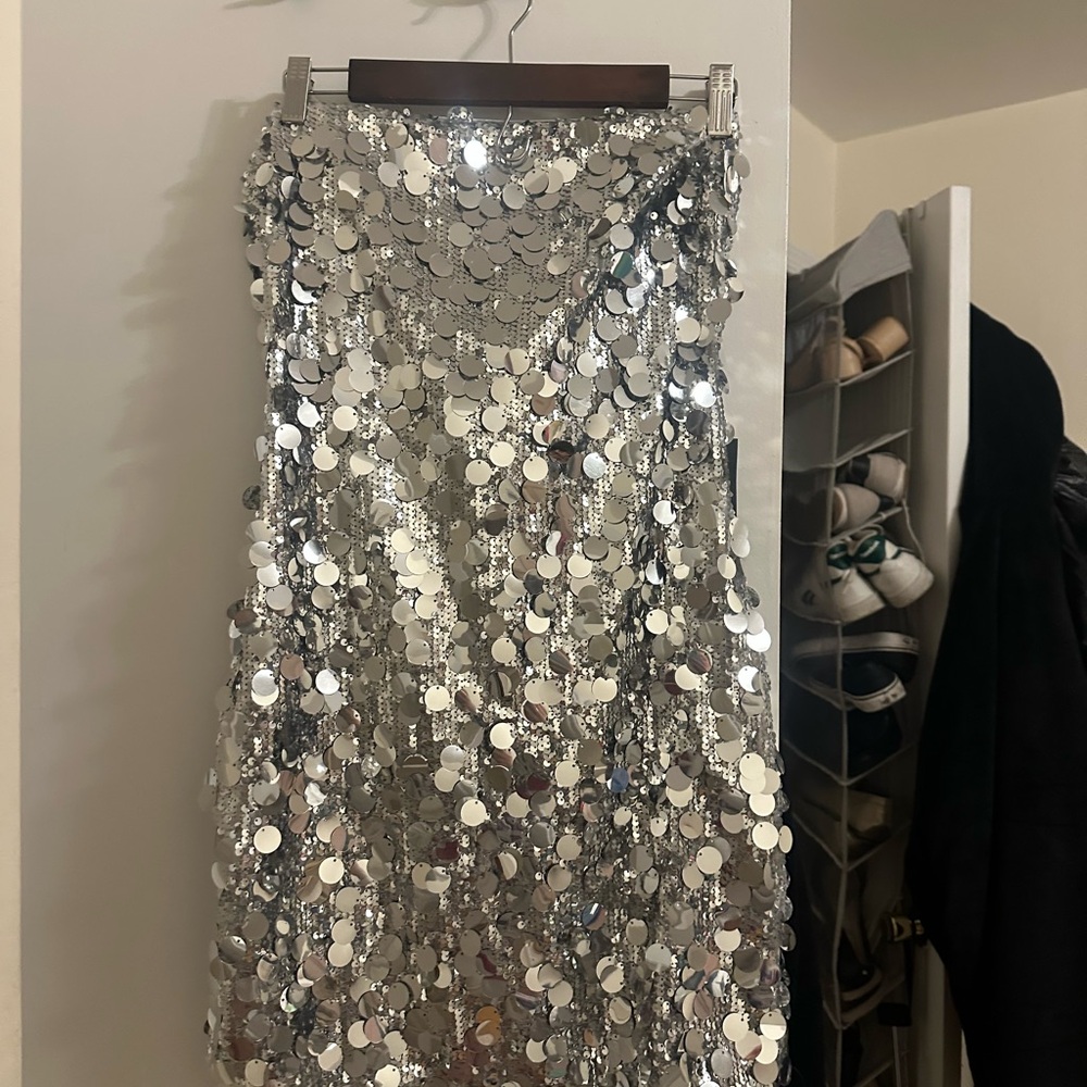 Silver Sequin strapless dress